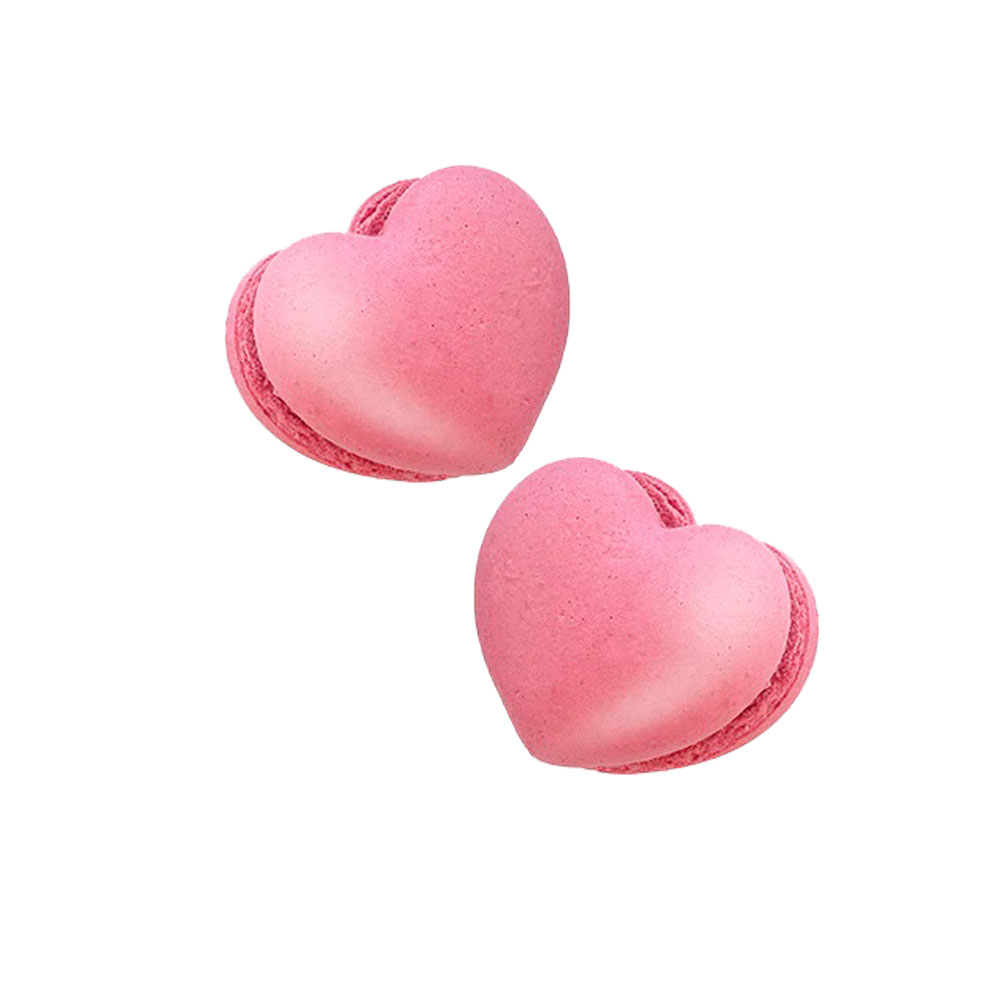 6 macarons a forma di cuore | Rosa gusto fragola - Papa
