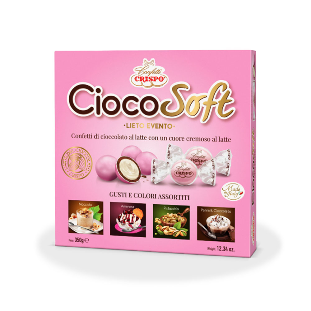 Confetti rosa al cioccolato incartati singolarmente | CiocoSoft Crispo da 350 gr