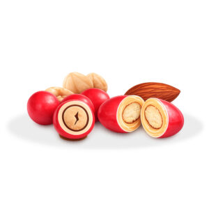 Confetti rossi con mandorla e nocciola Linea ESSENZA Confetteria Leonetti da 500 gr