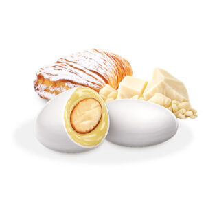 Confetti bianchi con mandorla gusto Sfogliatella circa 150 confetti | Boccia Confetti
