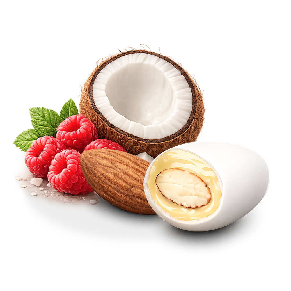 Confetti bianchi CuorDi mandorla gusto Lamponi e Cocco | Confetteria Leonetti da 1 kg - immagine 5