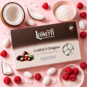 Confetti bianchi CuorDi mandorla gusto Lamponi e Cocco | Confetteria Leonetti da 1 kg
