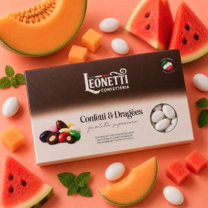 Confetti bianchi CuorDi mandorla gusto Melone e Anguria | Confetteria Leonetti da 1 kg
