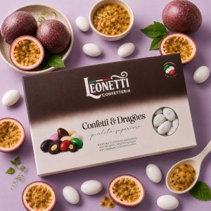 Confetti bianchi CuorDi mandorla gusto Passion Fruit | Confetteria Leonetti da 1 kg