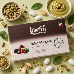 Confetti bianchi CuorDi mandorla gusto Pistacchio | Confetteria Leonetti da 1 kg