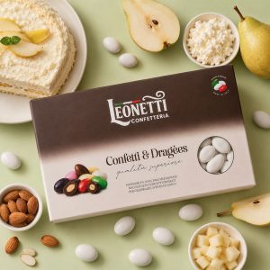 Confetti bianchi CuorDi mandorla gusto Ricotta e pera | Confetteria Leonetti da 1 kg