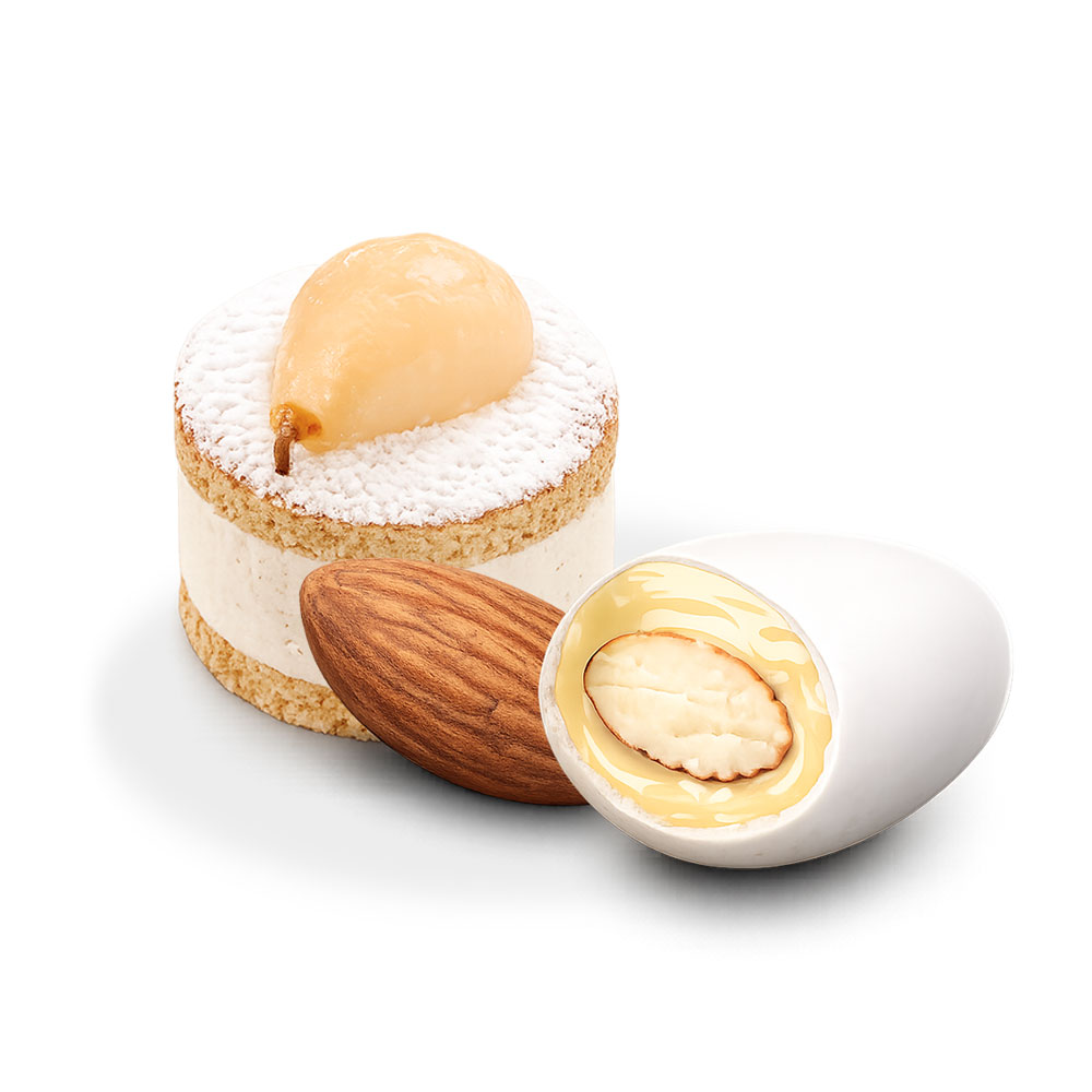 Confetti bianchi CuorDi mandorla gusto Ricotta e pera | Confetteria Leonetti da 1 kg - immagine 5