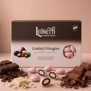 Confetti rosa CuorDi Mandorla in Trilogia di Cioccolato | Confetteria Leonetti da 1 kg