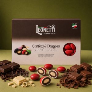 Confetti rossi CuorDi Mandorla in Trilogia di Cioccolato | Confetteria Leonetti da 1 kg