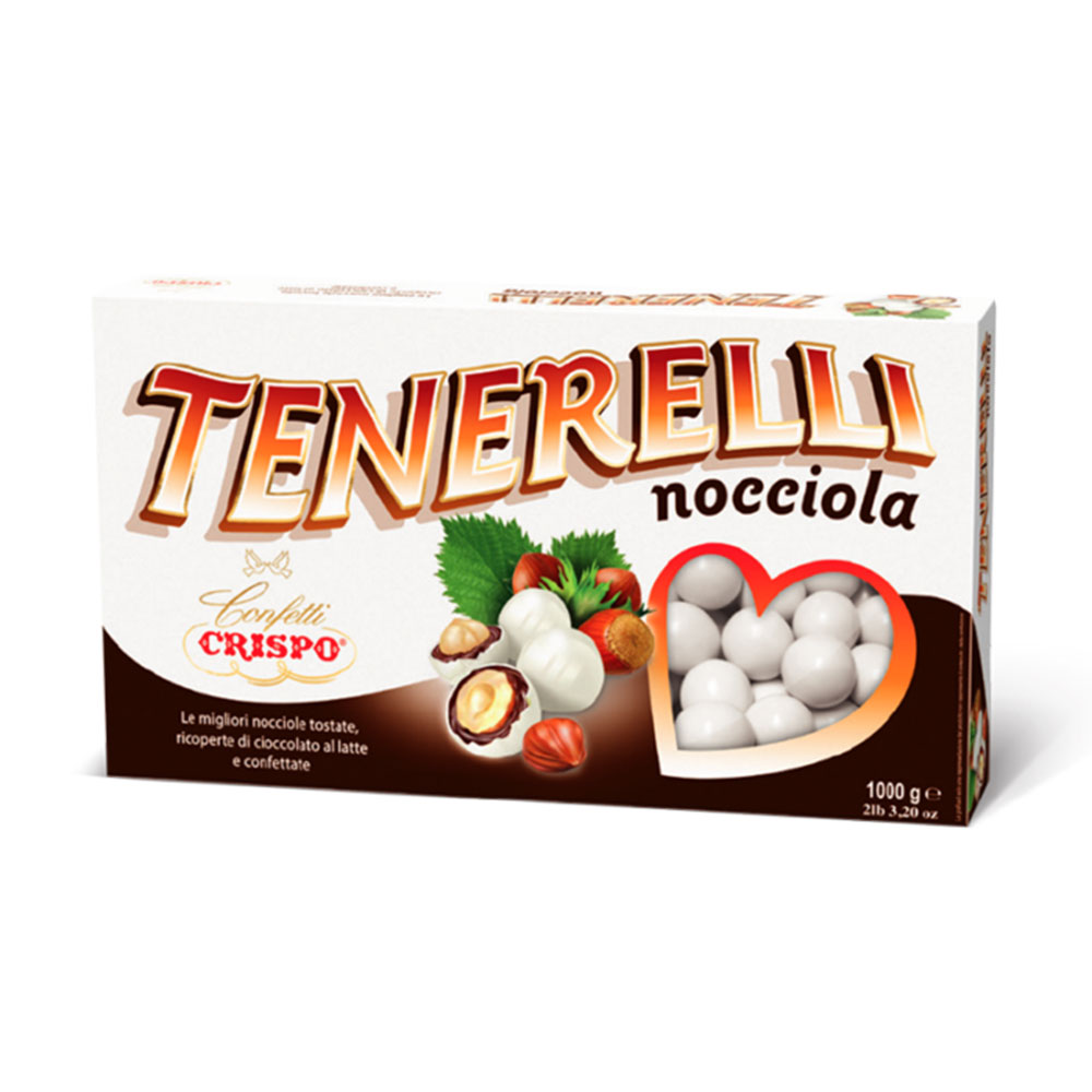Confetti bianchi tondi con nocciola da 1 Kg | Crispo Linea Tenerelli - immagine 2