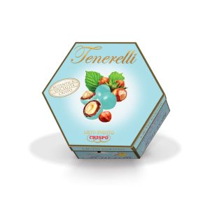 Confetti celesti incartati singolarmente con nocciola | linea Lieto Evento Tenerelli Crispo da 500 gr
