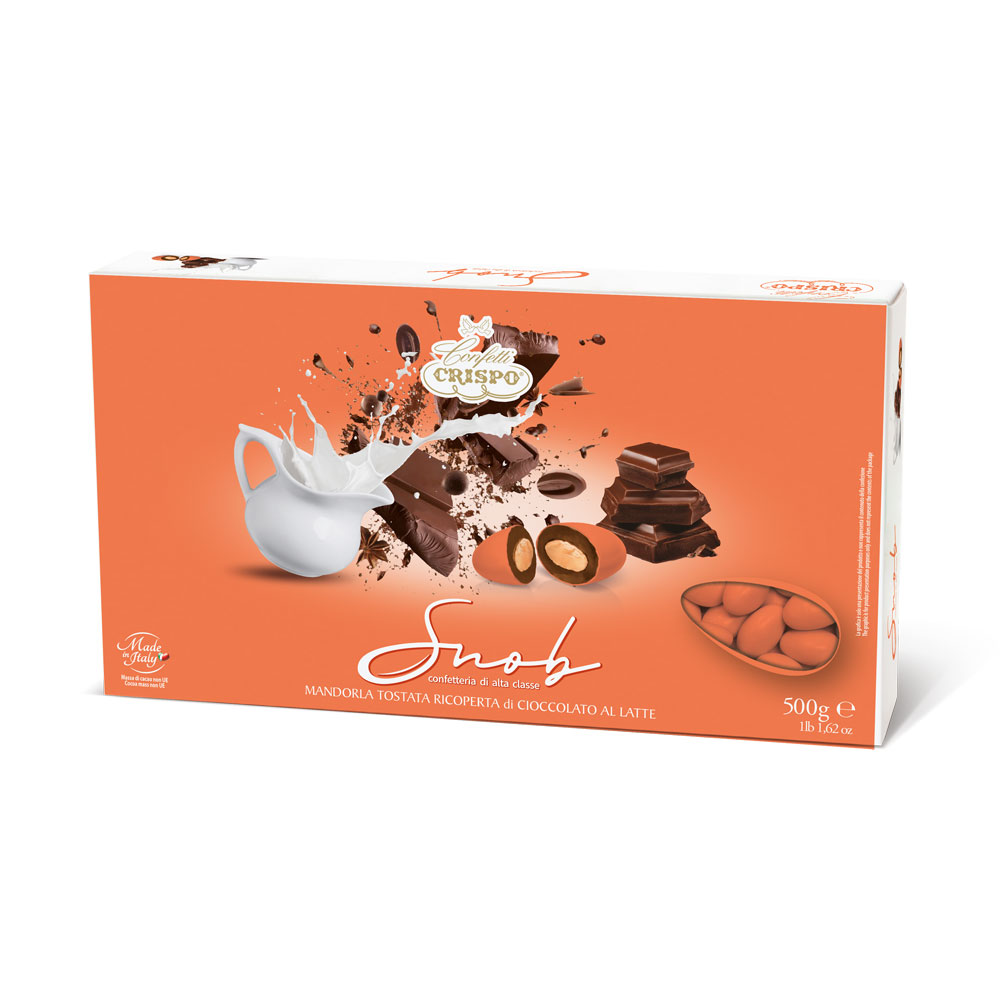 Confetti Crispo Color Arancione con mandorla e cioccolato | LINEA SNOB da 500 gr
